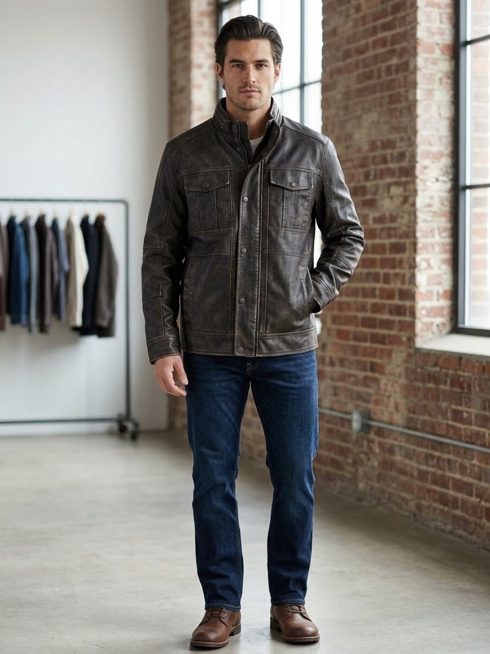 Levi's Black Faux Leather Bomber-Style Utility Jacket Mens size XL